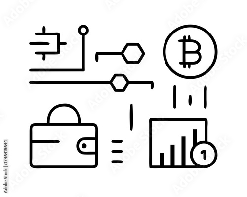 Cryptocurrency wallet with bitcoin and graph