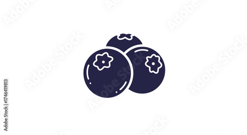 Stylized illustration of fresh blueberries on white background