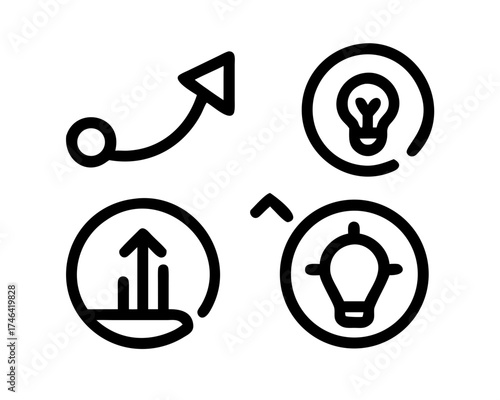 Iconography representing strategy, innovation, growth, and potential
