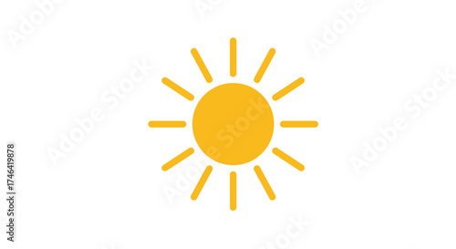 Stylized yellow sun icon on white background for various concepts