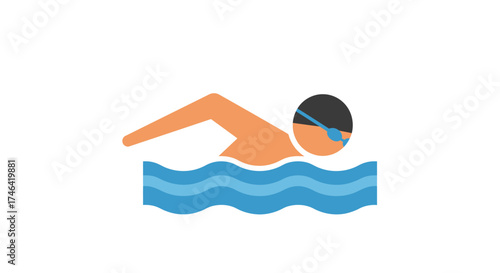 Swimmer in water graphic illustrates aquatic sport recreation and fitness