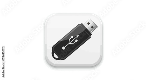 Usb flash drive icon on white background for technology and data storage