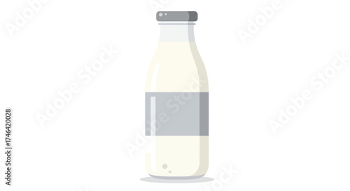 Vector illustration of a milk bottle with a grey cap and blank label