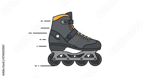 Vector illustration of a single inline skate showing forward motion on white