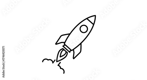 Vector illustration of a rocket ship taking off isolated on white background