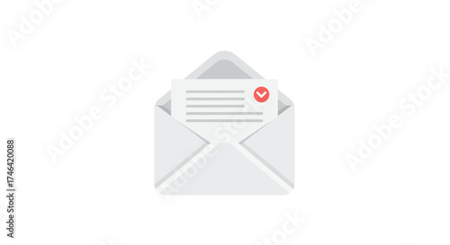 Vector illustration of an open envelope with a document and checkmark