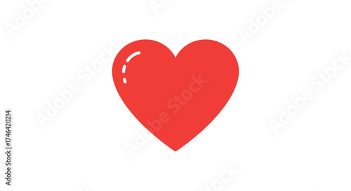 Vibrant red heart symbol isolated on white background for various applications