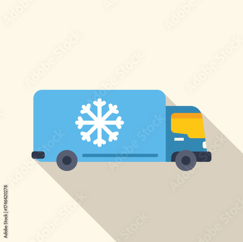 Refrigerated truck transporting frozen products, ensuring freshness and quality through cold chain logistics
