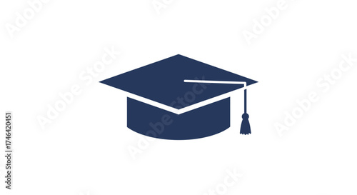 Academic icon simple illustration of a mortarboard hat on white