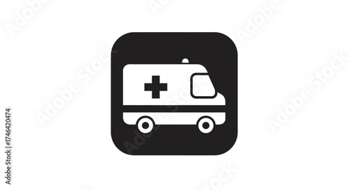 Ambulance icon emergency medical services symbol on black background