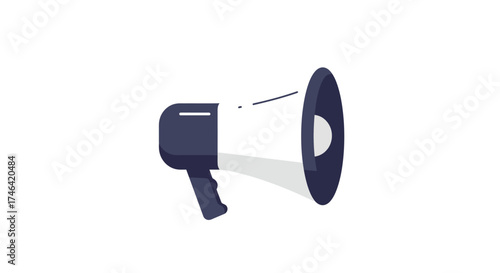 Animated megaphone illustration on white background for communication and promotion