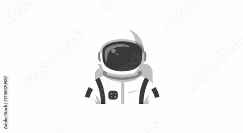 Astronaut illustration space explorer in monochrome isolated on white