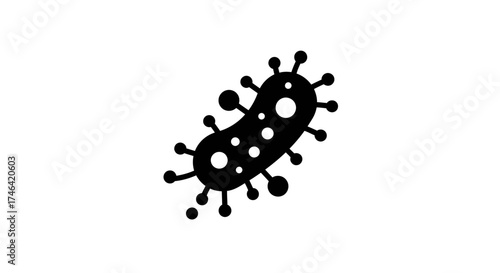 Black and white bacteria illustration isolated on white background