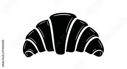Black and white croissant illustration isolated on white background design element