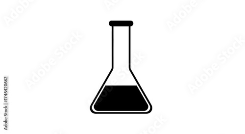 Black and white laboratory flask icon scientific research concept