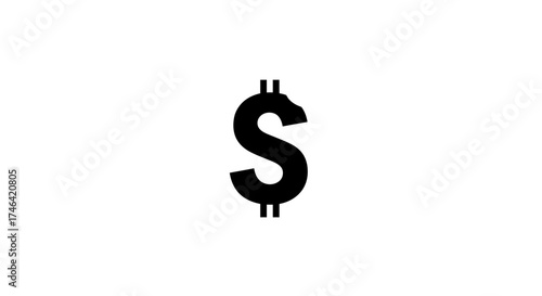Black dollar sign symbol on a white background for finance and economics