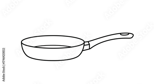 Black frying pan silhouette on white background for culinary and design concepts