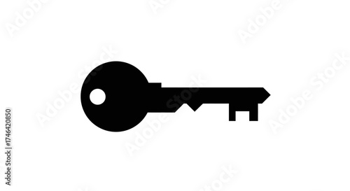 Black key icon isolated on white background for security and access