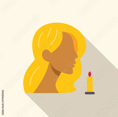 Profile of a blond woman lighting a candle, enjoying aromatherapy and creating a cozy atmosphere