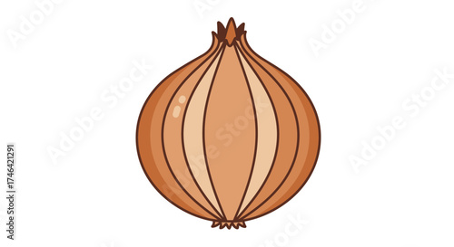 Cartoon illustration of an isolated brown onion on a clean white background