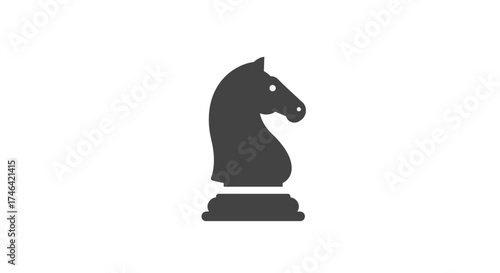 Chess knight icon against white background for strategy and design concepts