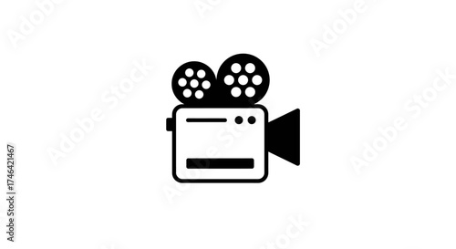 Classic film camera icon isolated on white background for various uses