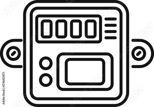 Electronic control unit with display and buttons is managing car systems, ensuring optimal performance and functionality