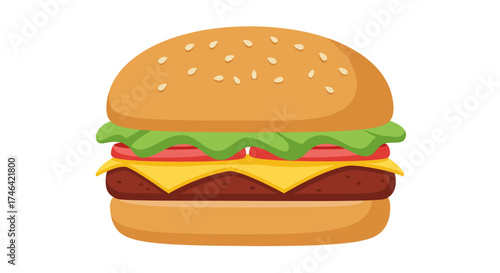 Delicious hamburger illustration isolated fresh fast food on white background