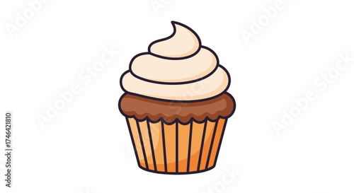 Delicious cupcake illustration with creamy swirls on white background