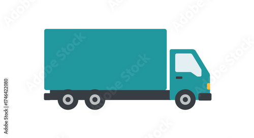 Flat illustration of a delivery truck on white background isolated design