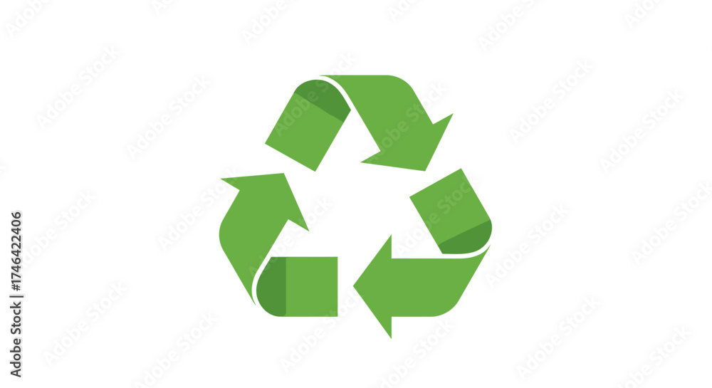 Fototapeta premium Green recycling symbol illustration on white background for environmental concepts