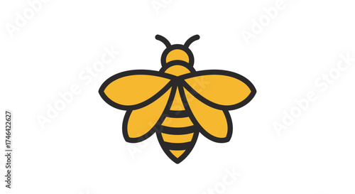 Illustration of a stylized bee insect with yellow wings and a black outline