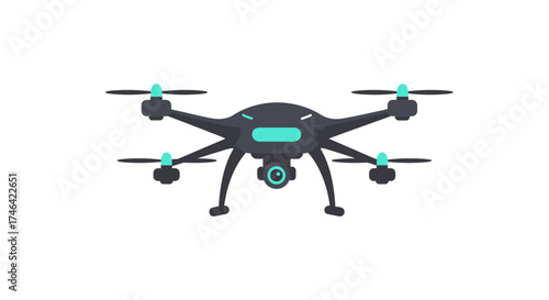Illustration of a modern drone on a white background aerial technology