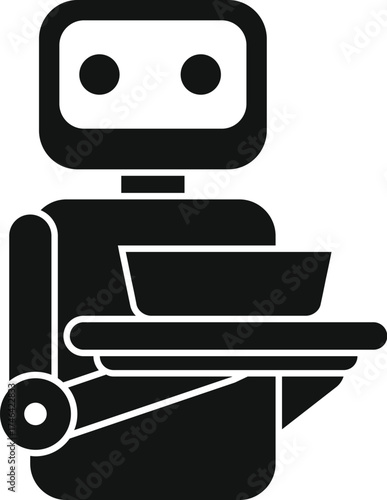 Robot waiter carrying tray with food, symbolizing automation in restaurant industry