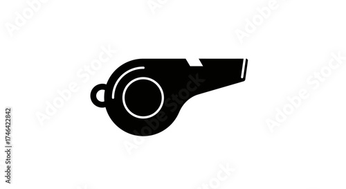 Isolated black and white whistle icon for sports and game concepts