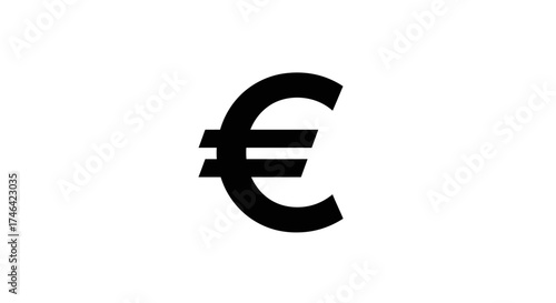 Isolated euro symbol black currency sign on white background for financial concepts