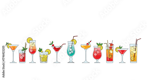 A colorful assortment of pixel art cocktails for your creative projects.