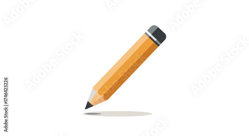 Isolated pencil illustration sharp yellow object on white background