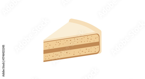 Isolated slice of cake on white background dessert food concept