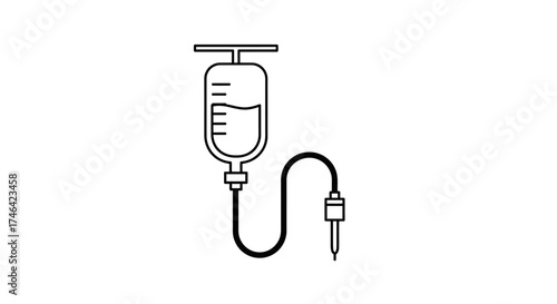 Medical intravenous drip bag illustration for healthcare treatments and therapy