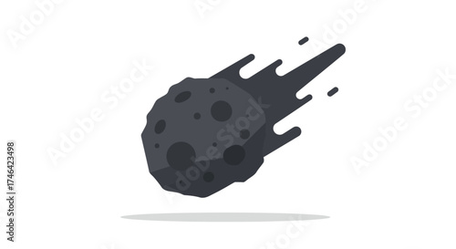 Meteoroid graphic illustration on white background for educational purposes