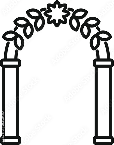 Elegant floral wedding arch with leaves and flower decoration creating a romantic atmosphere for ceremonies and celebrations
