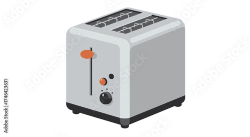 Modern toaster illustration on white background for culinary and design concepts