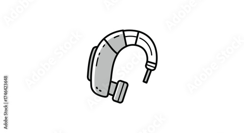Modern vector illustration of a gray and white hearing aid isolated