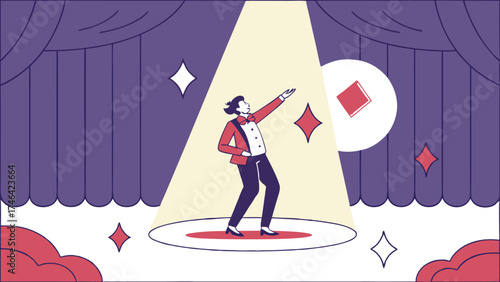Captivating performance art with a stylish stage presence, perfect for showcasing talent and creativity in entertainment and theatre productions