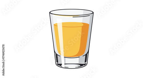 Orange liquid drink in a transparent glass vector illustration isolated
