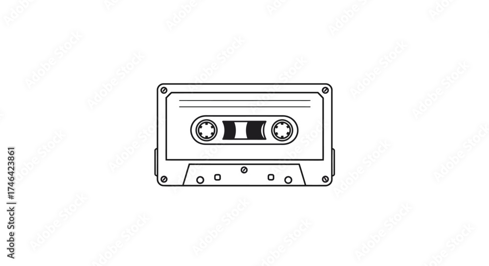 Fototapeta premium Retro audio cassette tape illustration on white background for design