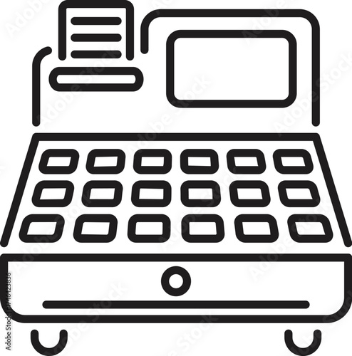 Cash register machine printing a receipt, symbolizing commercial transactions and financial operations