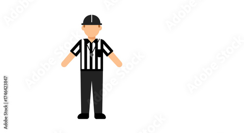 Referee illustration simplified human figure with whistle and uniform
