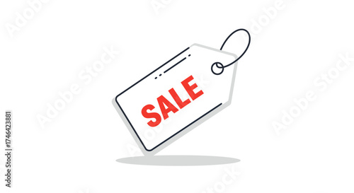 Sale tag isolated against white background for discount promotions